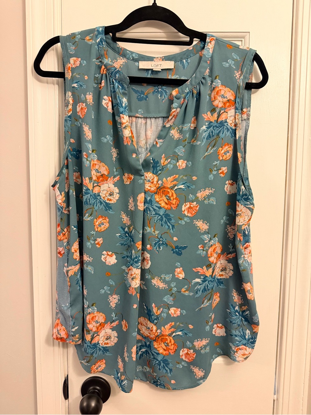 LOFT Teal Floral Sleeveless Camisole